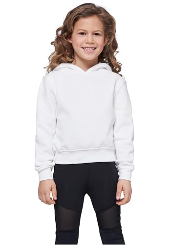Build Your Brand Girls Cropped Sweat Hoody, White, 146/152