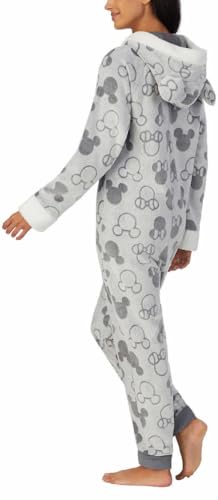 Disney Womens Midweight Onesie One Piece Pajama (US, Alpha, X-Large, Regular, Regular, Mickey & Minnie Gray)4
