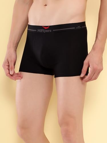 Image of HiFlyers Men's Cotton Spandex Odour-Free, Long Lasting Comfort, All Day Fresh and Confidence Dark Knight Collection Solid Trunks