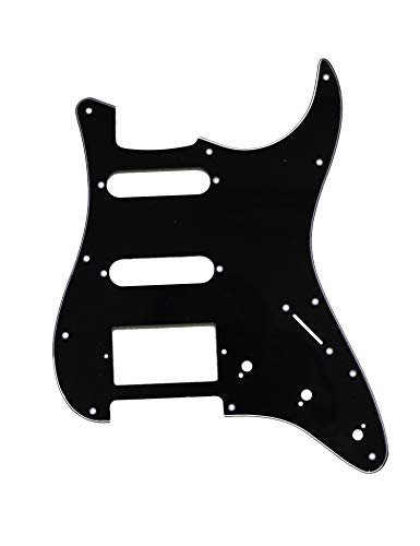 Metallor Electric Guitar Pickguard 3 Ply 11 holes 2 Single Pickup 1 Humbucker Pickup SSH Compatible with Strat Style Modern Guitar Parts Replacement(Black)