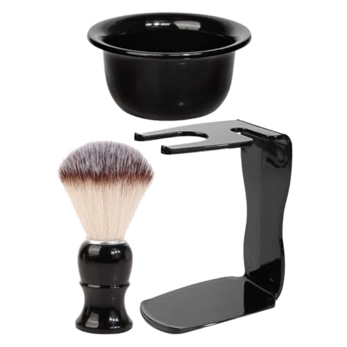 IMIKEYA Set de Afeitado para Hombre Brocha de Barba Acrílica Tazón para Jabón y Soporte Portátil Kit para Cuidado Facial y Limpieza de Barba Adecuado para Uso en Casa y Viajes