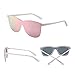 JIM HALO Rimless Mirrored Sunglasses for Women Men One Piece Frameless Shades (Transparent Frame/Mirror Pink Lens)