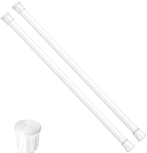 Tension Curtain Rod 28-38inch Small Tension Rods White Adjustable Spring Tension Curtain Rods 2PCS Mini Curtain Rod Short for Cupboard Closet Rod Kitchen Drawers No Drill Cupboard Cabinets