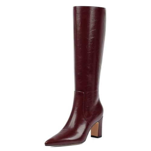 Image of VIUGJNEX Knee High Boots Pointed Toe Chunky Heel Tall Boots for Women | Comfortable 3.15-Inch Block Heel, Dressy Boots for Fall & Winter, Side Zipper for Easy Wear, Versatile Fashion Style