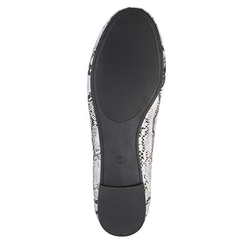 Brinley Co. Womens Comfort Sole Faux Leather Round Toe Flats Snake, 7 Regular US4