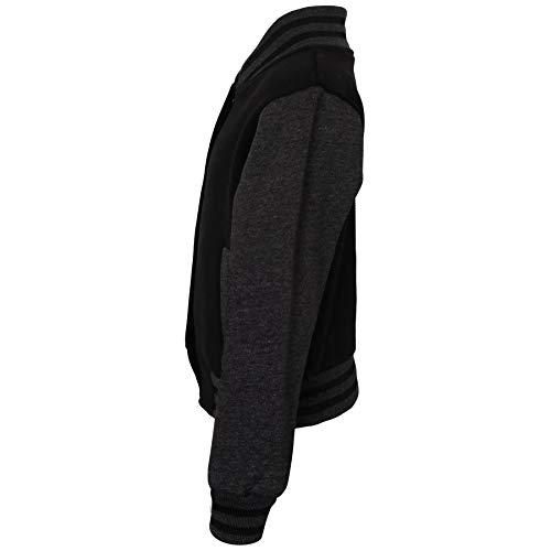Baseball Contrast Jacket Varsity Style Coat - B.B Plain Jacket Black & Charcoal 11-124