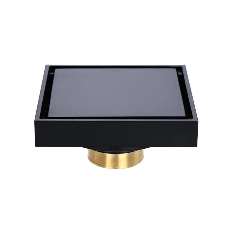 Filtro Ducha Pelos Desagüe de suelo desodorante de estilo europeo de latón negro, rejillas de gran desplazamiento Invisible lavadora de baño residuos de suelo Colador de Fregadero de Cocina ( Color :