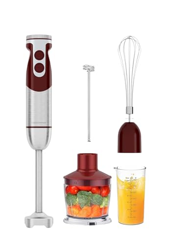 MegaWise Pro Titanium Reinforced 5 in1 Immersion Hand Blender, Powerful with 80% Sharper Blades, 12 Speed Corded Blender, Including 500ml Chopper, 600ml Beaker, Whisk and Milk Frother image 2