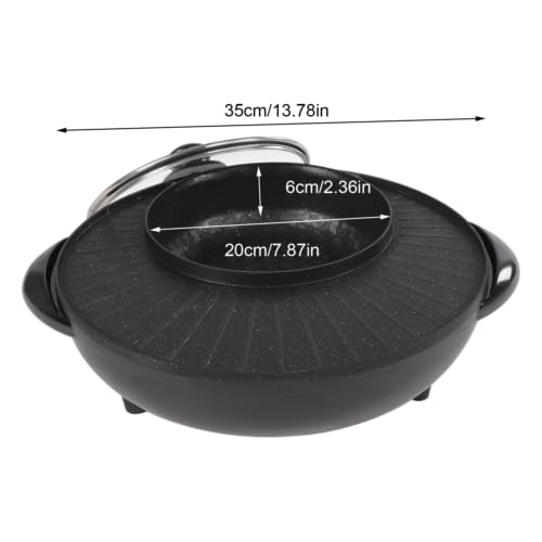 Circular Edition Hotpot Grill Combo Indoor Bbq Parties Electric Hot Pot Pan Frying Cook Kitchen Barbecue Machine With Lid Shops Smokeless Party Divider Nonstick Standard Safety Guard Portable