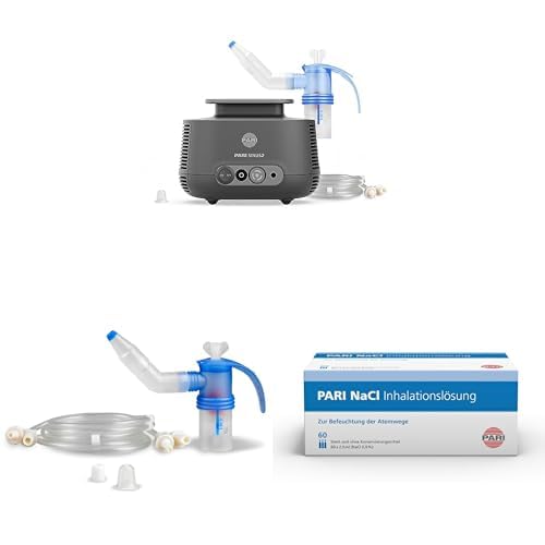 Bundle aus Pari Sinus 2, Inhalationsgerät Zur Behandlung von Atemwegserkrankungen, für Kinder und Erwachsene + PARI SINUS 2 Year Pack + PARI NaCl Inhalationslösung, 60 St. Ampullen