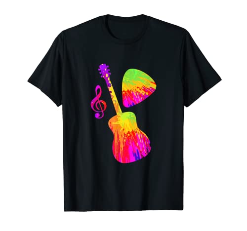 Guitarra colorida G Clef Guitarrista Music Lover Camiseta
