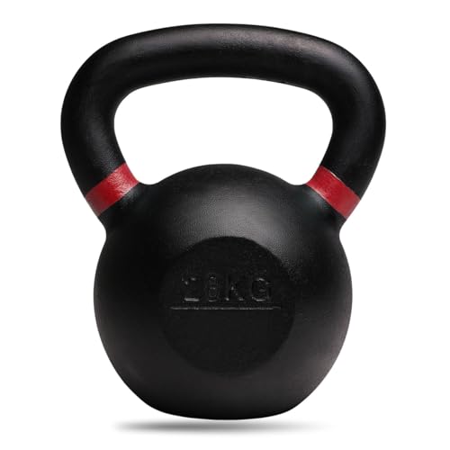 Kettlebells Weights Cast Iron Workout Home Gym Fitness Strength Training Premium Quality Toning Muscle Growth Lifting Equipment Exercise Easy Grip Handle (28KG)