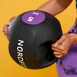 NORDFIT Medicine Balls with Handles โ 4kg, 5kg, 6kg, 8kg and 10kg Medicine Ball โ Anti-Slip Surface โ Low Bounce โ Fitness and Home Gym Equipment (5)