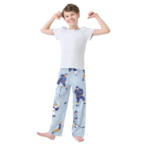 Ice Hockey Snow Boys Long Pants Soft Trousers Elastic Waist Kids Lounge Bottoms with Pockets S-XL3