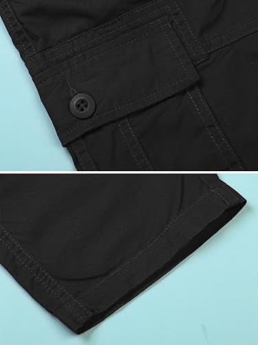 Phorecys Boys Pull on Cargo Pants Elastic Waist Casual Uniform Multi-Pockets Trousers3