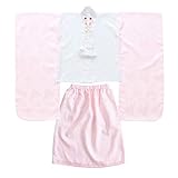 [KYOETSU] [キョウエツ] 二部式襦袢 七五三用 7歳用 襦袢2点セット(半襟付き半襦袢、ペチコート) ガールズ (7歳用(120cm), 桜七宝)