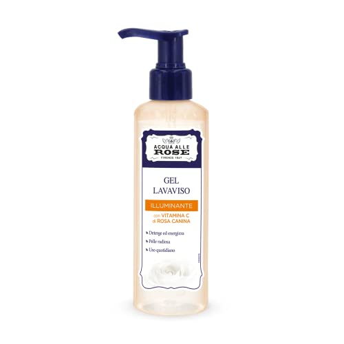Acqua alle Rose, Gel limpiador de rosa mosqueta con vitamina C, limpiador facial, energizante, lava y revitaliza la piel intacta, uso diario, probado