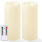 NURADA Large Outdoor Flameless Candles 10' x 4' - Waterproof LED Pillar Flickering Candle Battery Operated with Timer Remote Control for Patio Porch Lanterns Decor - Long Lasting Set of 2