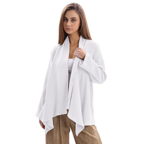 Cárdigan de gran tamaño para mujer chal de algodón abrigo poncho abierto cálido