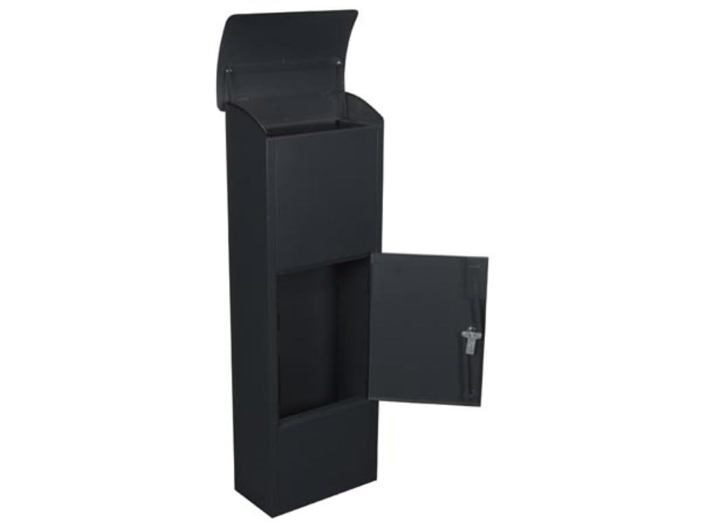 Perel Buzón de Paquete de Helsinki, instalación Gratuita, con Soporte de Nombre, 2 Teclas, Dimensiones (H x W x D) 105.3 x 39 x 24 cm, Negro