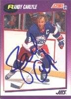 Randy Carlyle Winnipeg Jets 1991 Score Autographed Card. This item comes with a certificate of authenticity from Autograph-Sports. Autographed -