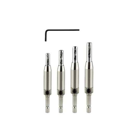 Juego de brocas centradoras automáticas para bisagras, herramienta para perforación piloto y punzonado de núcleo para carpintería, repuesto para puertas de armario (broca para bisagras, 4 piezas) miniatura 1