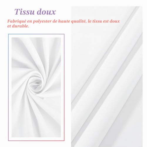 Nappe blanche lavable en polyester lot de 12 contre les taches pour nappe de table 120" - 8