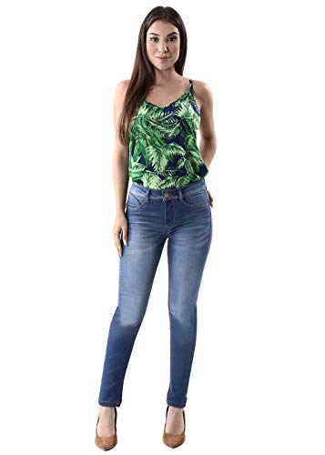 Cigarrete Cintura Media Push Up, Feminino, Sawary Jeans, Indigo, 40