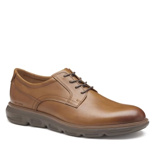 Johnston & Murphy Men's Arnett Plain Toe Lace-Up Oxford, Tan Full Grain, 10 M
