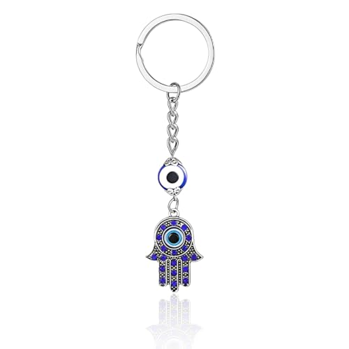 YUZNA Amuleto de Vidrio Turco,1 Pieza,Colgante con Anillo,Decoración para Bolso de Llaves,Contra el Mal de Ojo,Buena Suerte,Mujer y Hombre,Llavero para Coche y Casa Nueva (Ojo Turco azul)