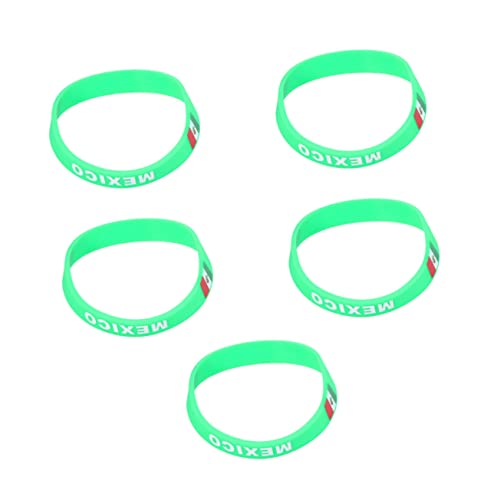 ifundom 5Pcs Country Flag Printed Silicone Wristband Soft Comfortable Sports Bracelet for Football Matches and Games Durable and for Cheering Mexico