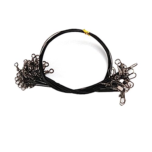 Dulcicasa ワイヤーリーダー 100本セット ステンレス鋼製 ? 耐摩耗 耐荷重 スイベル・スナップ付き 鋭い歯対応 太刀魚 タチウオ仕掛け (ブラック)