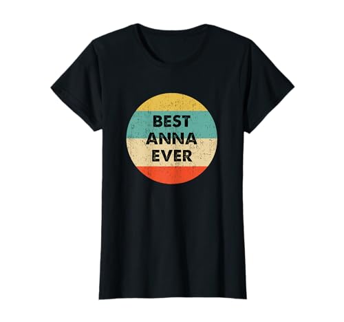 Image of Anna Name Shirts & Gifts Women's Classic Fit Black X-Small Solid Cotton Short Sleeve Crew Neck T-Shirt Personalized Name T-Shirt