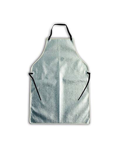 Delantal paranancia FR1015 de fibra aramida aluminizada Cierre con cordones unisex para protección contra fuentes de calor Soldadura Plata T.U., plateado, Talla única
