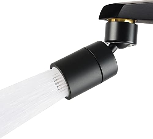 Hibbent Dual-function Female Faucet Aerator, 1.8 GPM Extra Big Angle Rotate Kitchen Sink Aerator Sprayer Head 360° Swivel Sink Sprayer Attachment-55/64 Inch-27UNS Female Thread-Matte Black