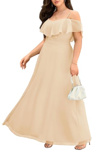 Image of Pinup Fashion Women Plus Size Bridesmaid Dresses - Off The Shoulder Formal Wedding Guest Bridal Shower Long Dress