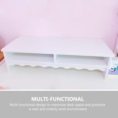Support d'écran blanc pour bureau et maison étagère double couche - 5