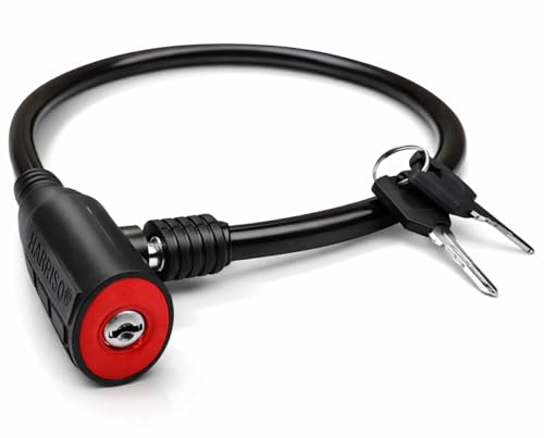Image of Harrison Heavy Duty Cable Lock Anti-Theft Safety Lock with 2 Keys for Helmet, Cycle & Bicycle (CL-0198) Steel, Black