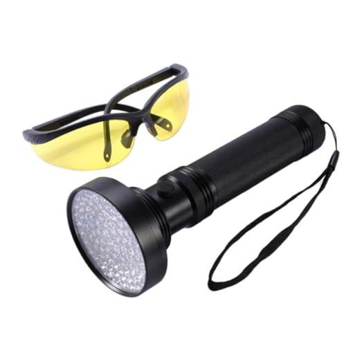 Sosoport Linterna LED Ultravioleta Portátil de 10w Detector de Dinero y Orina de Mascotas, Cuerpo de Aleación de Aluminio y Gafas Protectoras Incluidas