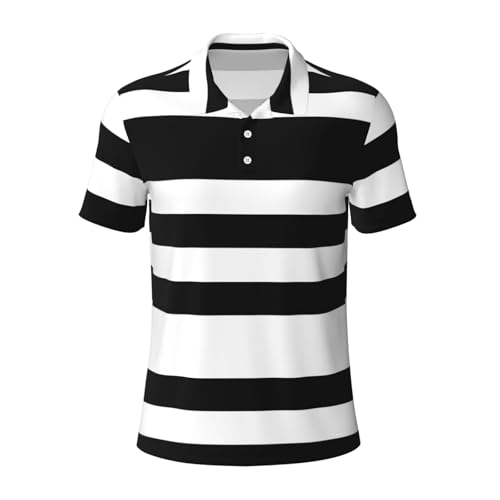 Polo à manches courtes haut de gamme à rayures noires et blanches pour homme