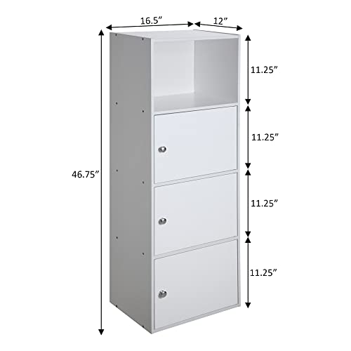 Convenience Concepts Xtra Storage 3 Door Cabinet With Shelf, White #TOP2