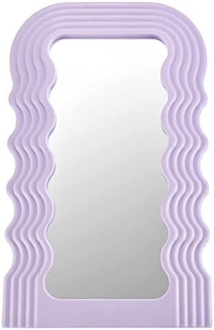 Sabreon Multicolor Irregular Wave Makeup Mirror - Beautiful and Practical Decorative Wall Mirror,Portable and Easy to Install Wall-Mounted Mirrors Suitable for Desktop,Bathroom and Wall（Purple）