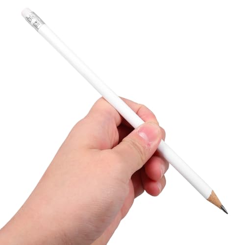 10 lápices carpintero blancos con borrador miniatura 4