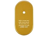 NDZ Performance Magazine Base Plate Finger Extension for Smith & Wesson CSX 9mm 10 Round – Bible Luke 11:21, Laser Engraved Anodized Aluminum in Gold