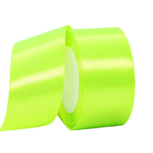 50mm Wide Neon Green Ribbon Thick Satin Ribbon 22m, 2 inch Thick Lime Green Ribbon for Gift Wrapping Wedding Car Christmas Birthday Cake Hair Bow Florist Bouquet Crafts Decorations