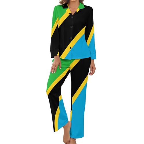 Pyjama Femme 2 Pièces Imprimé Tanzanie pour Soirée Cocooning