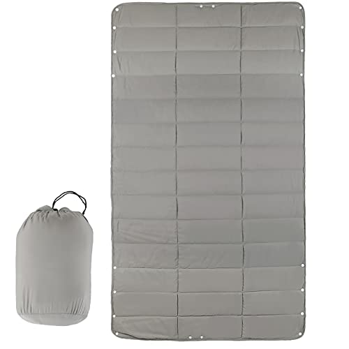 Outdoor Packable Down Camping Blanket- Compressible Compact Ultralight Lightweight Warm Top Quilt Resist Cold Weather Perfect for Travel Hiking Hammock Backpacking Airplane Picnic Gift Ideas Gray Grey