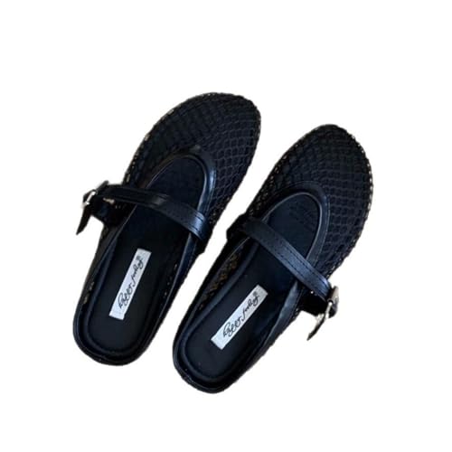 Cute Mesh Ballet Flats Women Breathable Low Heel Ballerina Flats Lightweight Vintage Mary Jane Woven Flats