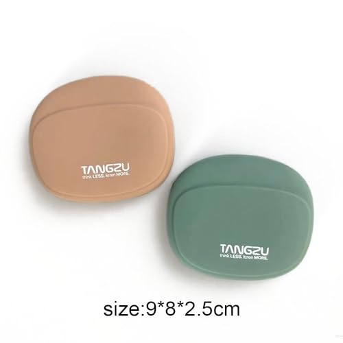 Image of TANGZU Silicone Headphone Organizer, Data Cable Storage Case, Portable Wired Headphone Organizer, Mini Magnetic Storage Box Storing Earbuds /USB Flash Drive /Key for Home or Workplace (Brown,Green-2PCS)
