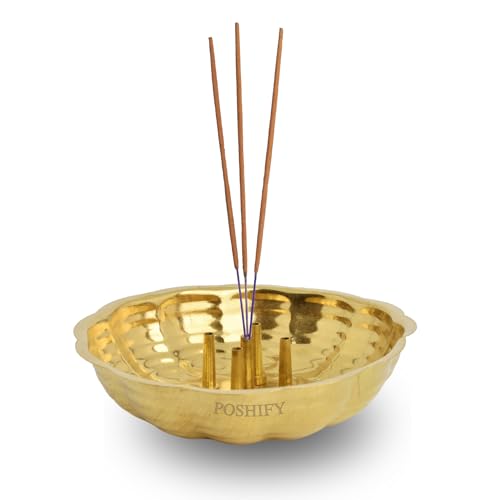 Traditional Brass Agardan Incense Stick Holder Plate for Puja | 5...